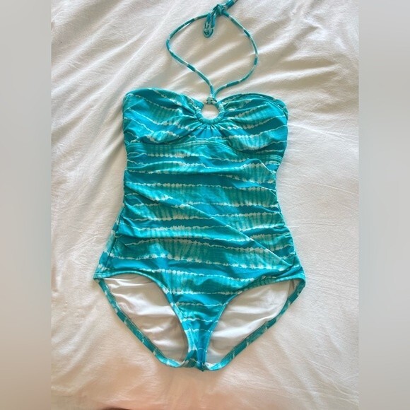 Michael Kors Blue Tie Dye One-Piece Swimsuit - Size Women's 8 - Picture 1 of 4
